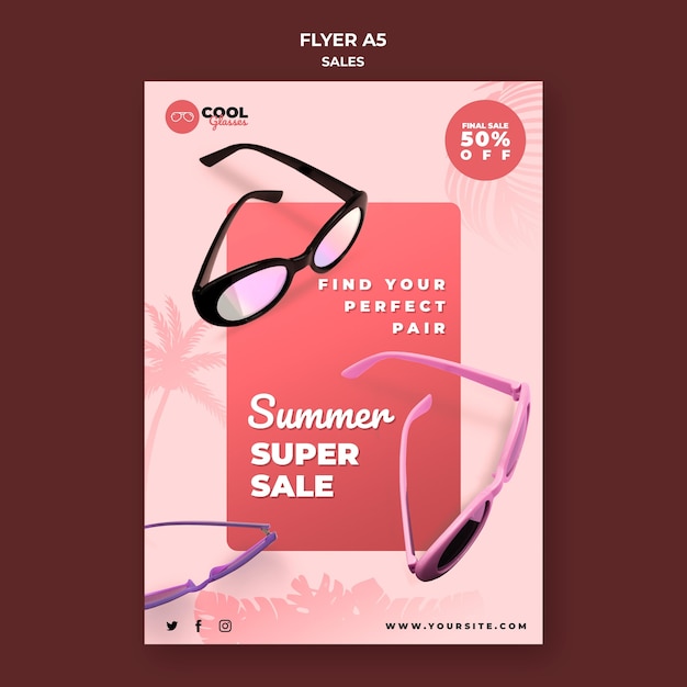 Free PSD glasses sales flyer template
