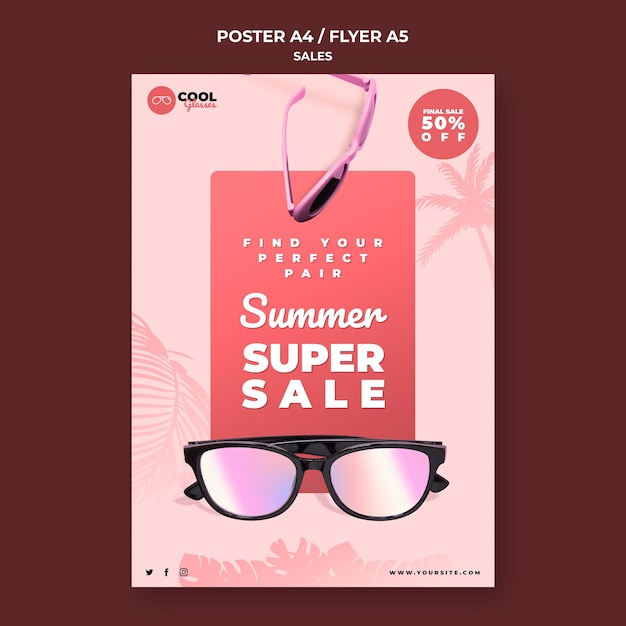 Free PSD glasses sales poster template