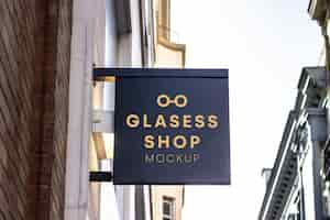 Free PSD glasses shop signboard mockup