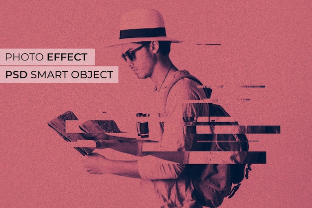 glitch duotone photo effect