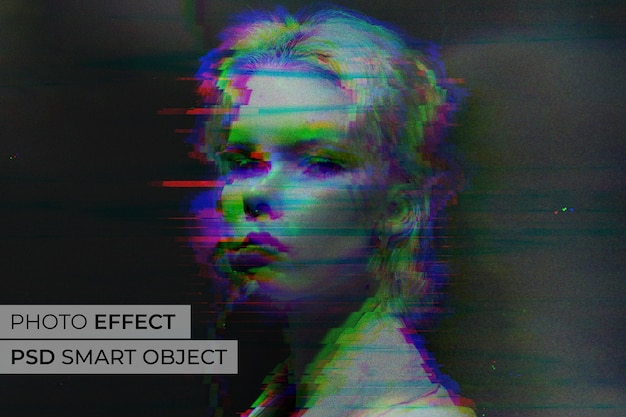 Free PSD glitch photo effect design