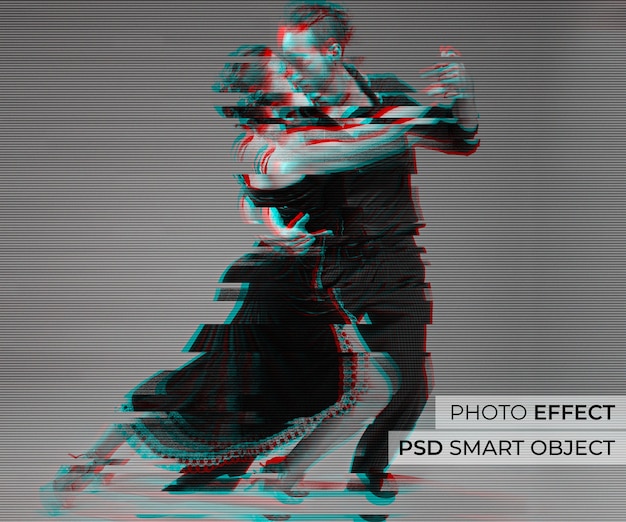 Free PSD glitch photo effect design