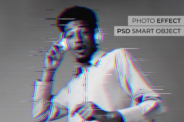 Free PSD glitch photo effect design