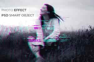 Free PSD glitch photo effect design