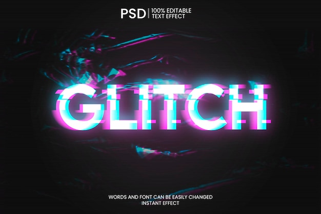 PSD gratuito effetto testo glitch