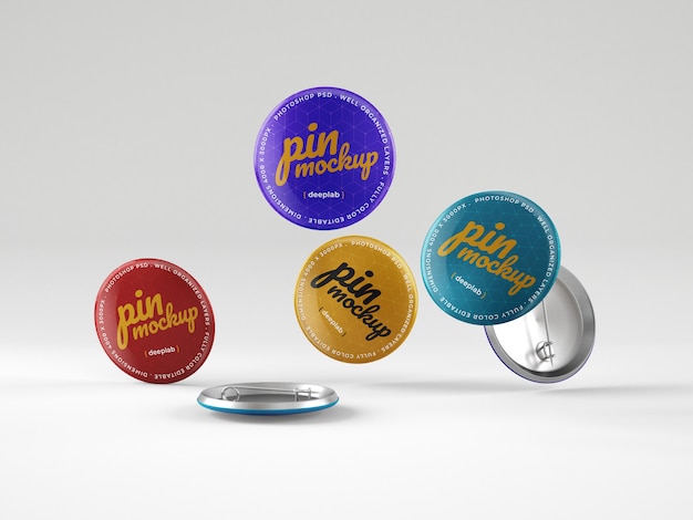 Free PSD | Pin buttons mockup psd template
