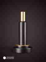 Free PSD glossy cosmetic bottle icon on golden podium stage background