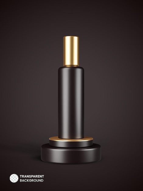 Glossy Cosmetic bottle icon on golden podium stage background