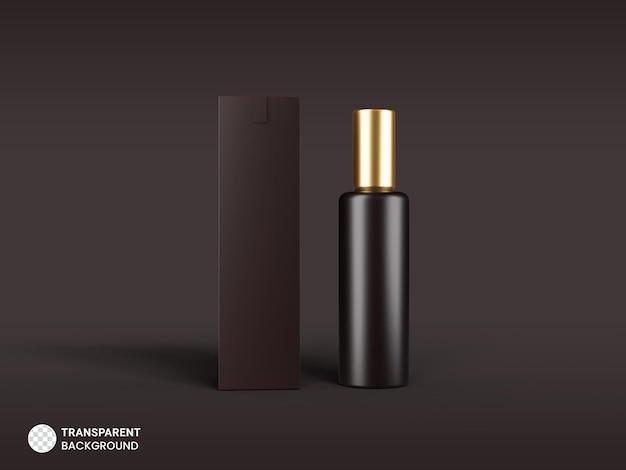 Glossy Cosmetic Bottle Icon With Product Box Isolated