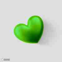 Free PSD glossy green heart icon 3d render illustration