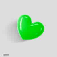 Free PSD glossy green heart icon 3d render illustration