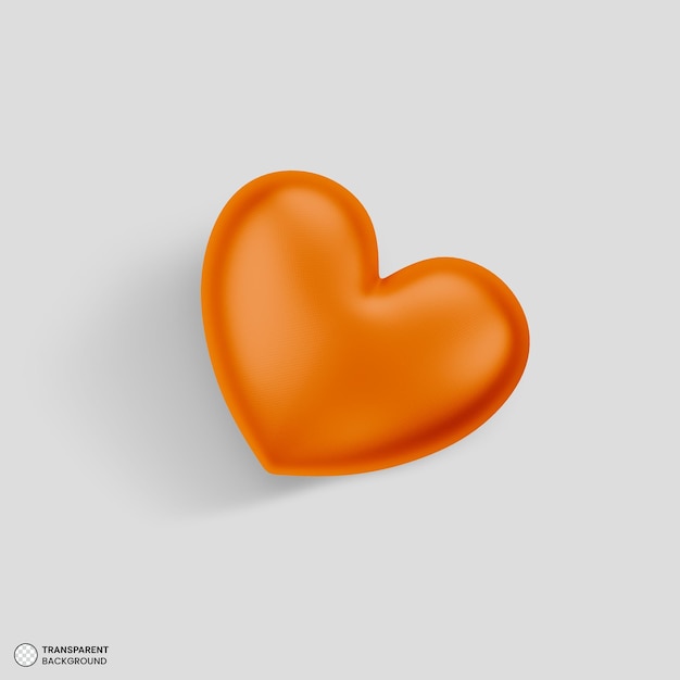 Glossy orange heart icon 3d render illustration