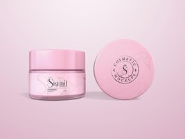 Free PSD glossy plastic cosmetic cream container branding mockup
