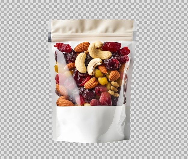 Glossy Pouch with Fruit & Nut Mix Isolated on Background – Free PSD Template