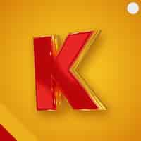 Free PSD glossy red alphabet with yellow 3d letter k