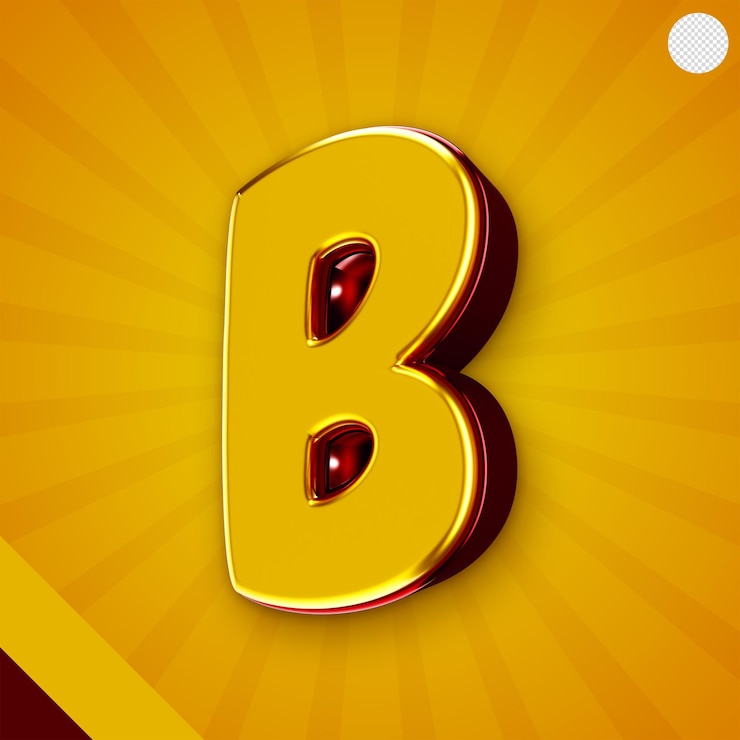 मुफ़्त PSD glossy yellow alphabet 3d letter b