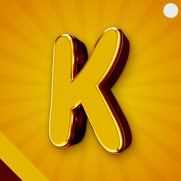 Free PSD glossy yellow alphabet 3d letter k
