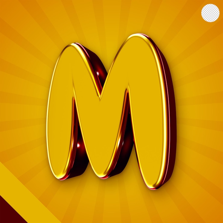Free PSD glossy yellow alphabet 3d letter m