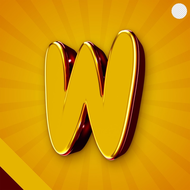 मुफ़्त PSD glossy yellow alphabet 3d letter w