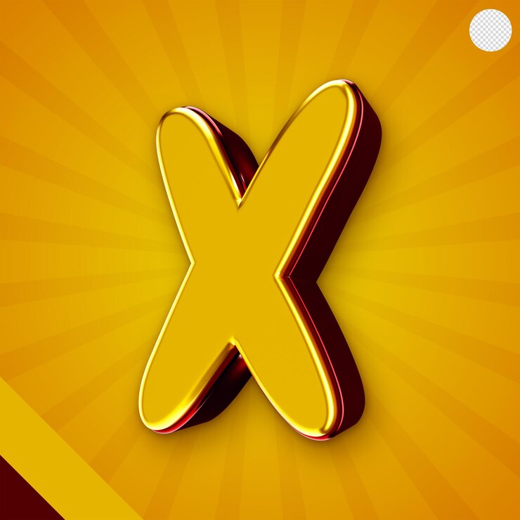 मुफ़्त PSD glossy yellow alphabet 3d letter x