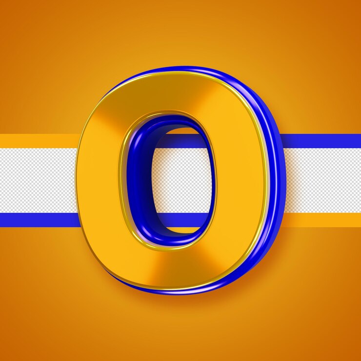 मुफ़्त PSD glossy yellow alphabet with blue 3d letter o
