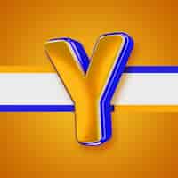 Free PSD glossy yellow alphabet with blue 3d letter y