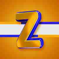 Free PSD glossy yellow alphabet with blue 3d letter z