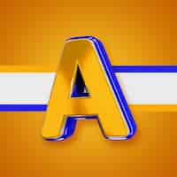 Free PSD glossy yellow alphabet with blue 3d letter a