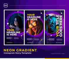 Free PSD glow gradient social media template