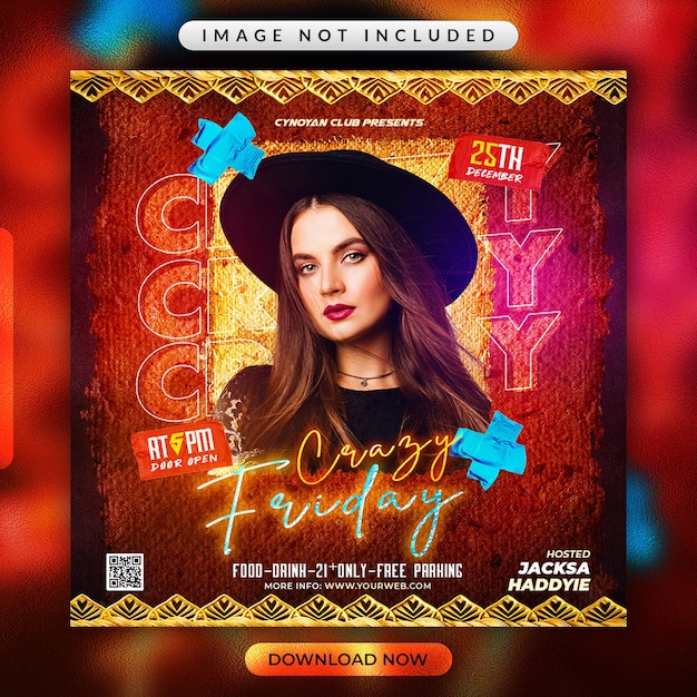 Glow night party flyer or social media promotional banner template