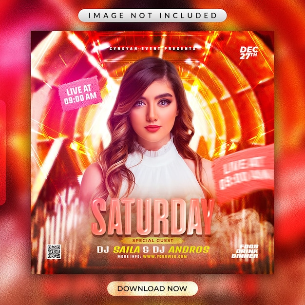 Glow night party flyer or social media promotional banner template