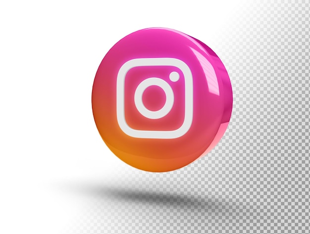 Glowing Instagram logo on a realistic 3D circle
