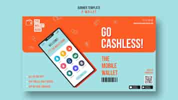 Free PSD go cashless horizontal banner