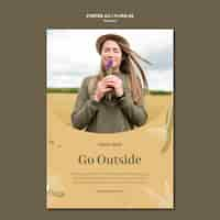 Free PSD go outside concept poster design