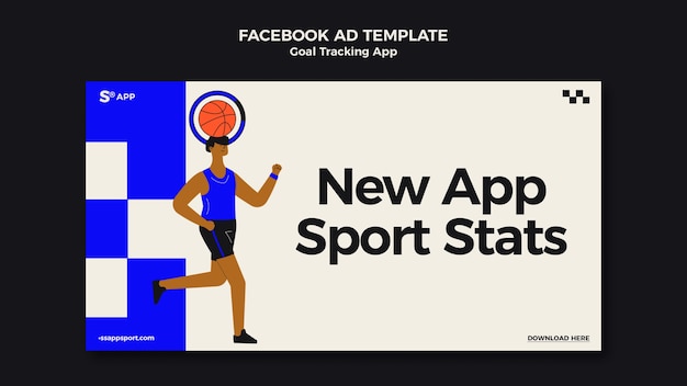 PSD gratuito modello facebook dell'app per il monitoraggio degli obiettivi