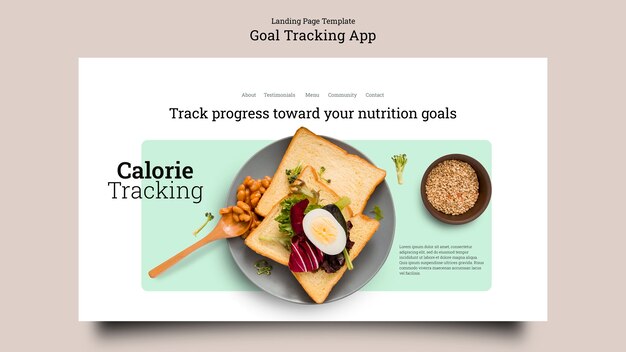 Free PSD goal tracking app landing page