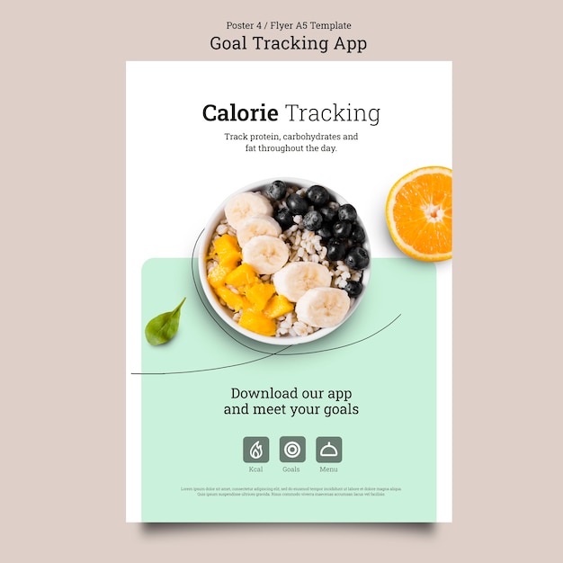 Free PSD goal tracking app poster template
