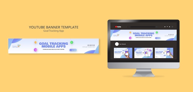 Modello di banner youtube dell'app per il monitoraggio degli obiettivi