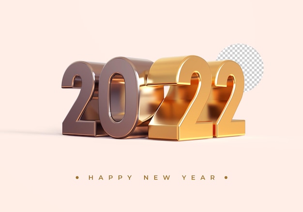 Gold 2021 new year 3d rendering isolated on transparent background