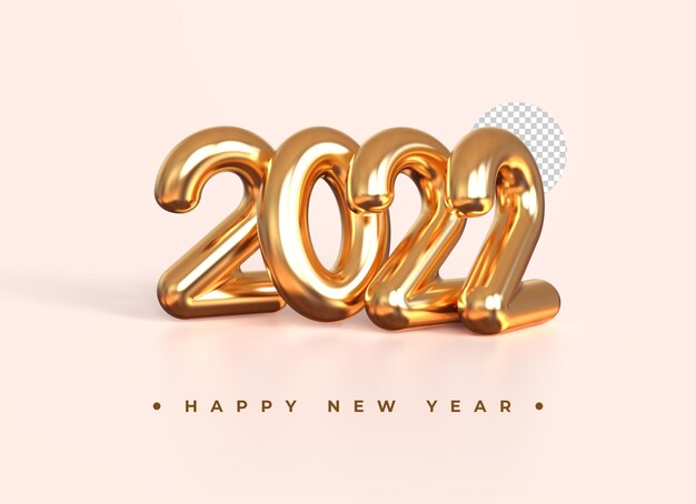 Gold 2021 new year 3d rendering isolated on transparent background