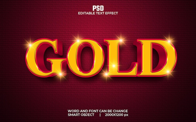 ゴールド​の​3​d​編集​可能な​テキスト​効果​プレミアム​psd​背景付き