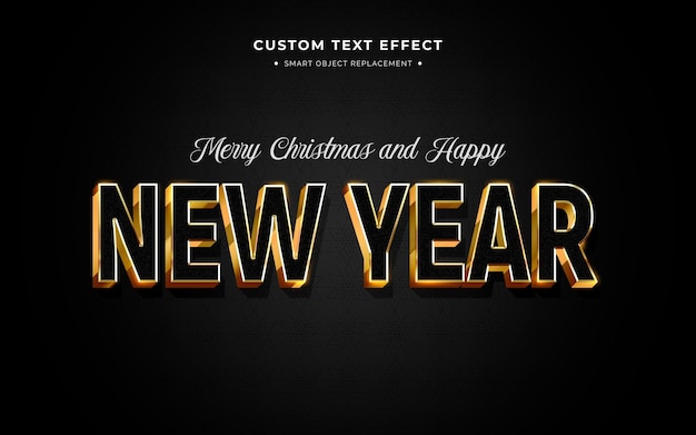 Gold and black new year3d text style effect