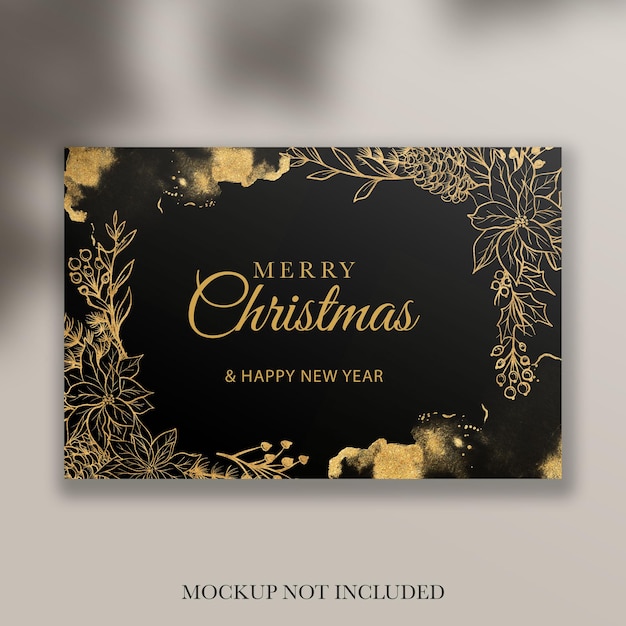 Gold glitter christmas background floral frame