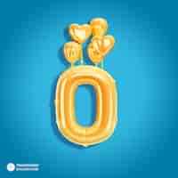 Free PSD gold number 0 balloons icon isolated