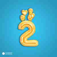 Free PSD gold number 2 balloons icon isolated