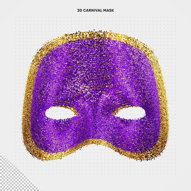 Free PSD gold and violet frontal carnival mask