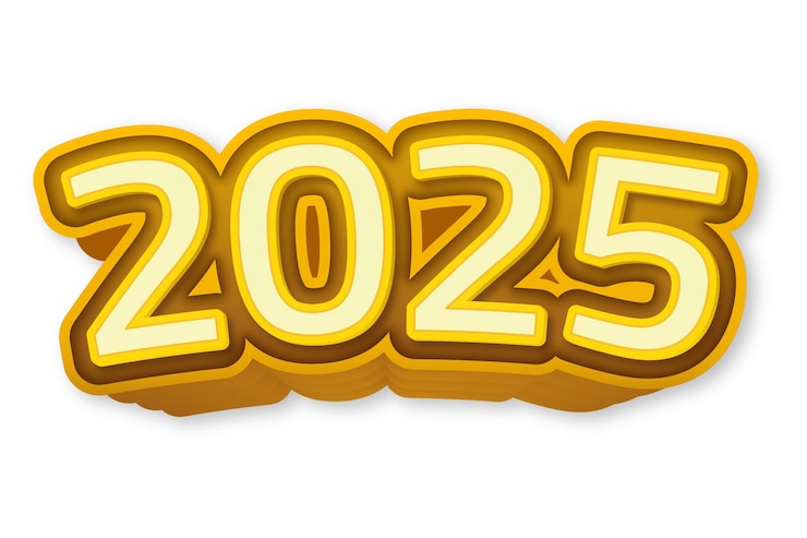 Free PSD golden 2025 new year illustration