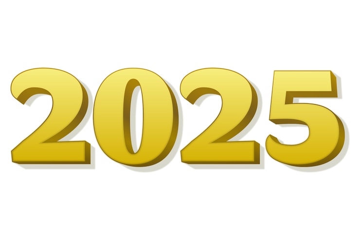 Free PSD golden 2025 new year illustration