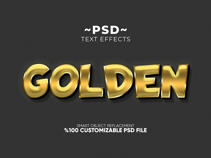 Free PSD golden 3d text style effect