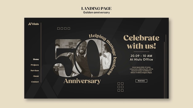 Free PSD golden anniversary template design